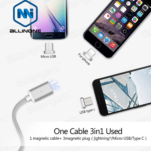 Cable magnético Micro USB tipo C para teléfono Android, Cable de carga rápida de 1M, 2M, QC 3,0 ► Foto 1/6