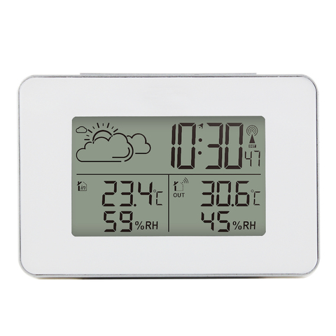 FanJu-reloj despertador Digital con Sensor inalámbrico, cronógrafo con temperatura, humedad, pronóstico, mesita de noche, DCF, estación meteorológica, decoración del hogar ► Foto 1/6