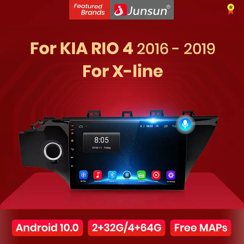 (Codigo promocional: 2022FRIDAY8)  Junsun-Radio Multimedia V1 con GPS para coche, Radio con reproductor, 2 GB + 32 GB, Android 10,0, DSP, 4 GB, para KIA RIO 4, x-line 2016, 2017, 2022, 2022, no 2 din, DVD ► Foto 1/6