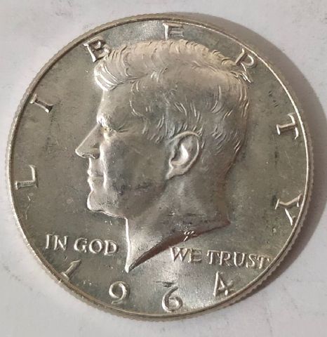 100% de 50 centavos de los Estados Unidos, monedas originales de plata auténtica, colección de monedas 1964 ► Foto 1/5