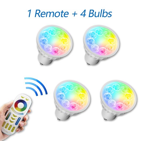 Inteligente proyector LED WiFi MiLight regulable bombilla LED 4W GU10 RGB + AAC (2700-6500K) FUT103 2,4G mando inalámbrico de radiofrecuencia ► Foto 1/6