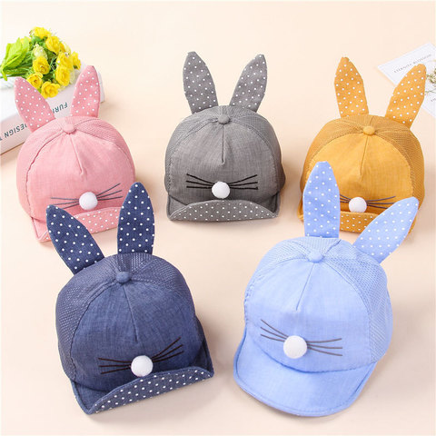 Sombreros para el sol para bebés, Diseño de conejo de moda, sombrero de primavera para bebé, gorros Multicolor informales, gorros para bebé ► Foto 1/6