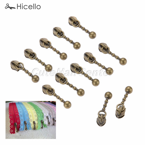 Deslizadores de cremallera de 20 piezas cremalleras de Metal 3 # nailon tira de reemplazo forma de gota de bronce antiguo de costura para manualidades DIY accesorios Hicello ► Foto 1/6