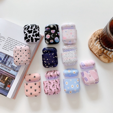 Funda con dibujos de flores y cielo estrellado para Apple Airpods 2, funda bonita para auriculares Apple Airpods 2, 1 funda ► Foto 1/6