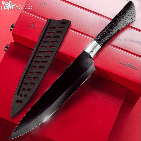 Cuchillo de cocina 3,5 ''5'' 7 ''8'' Chef 7CR17 440C antiadherente negro Acero inoxidable cortador de pan utilidad cuchillos Santoku juego de 6 piezas ► Foto 1/6