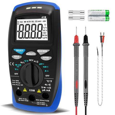 Holdpeak-voltímetro 41B de 6000 recuentos, amperímetro para CA, CC, voltios y corriente, capacitancia, temperatura y medidor de diodo, probador eléctrico con NCV ► Foto 1/6