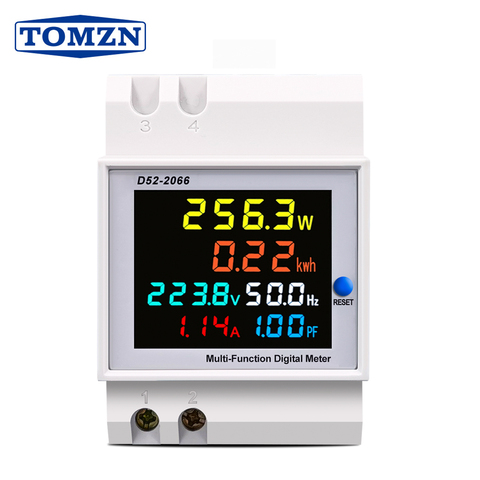 Monitor de corriente de carril din 6 en 1, 110V, 220V, 380V, 100A, Factor de corriente de voltaje activo KWH, medidor de frecuencia de energía eléctrica ► Foto 1/6