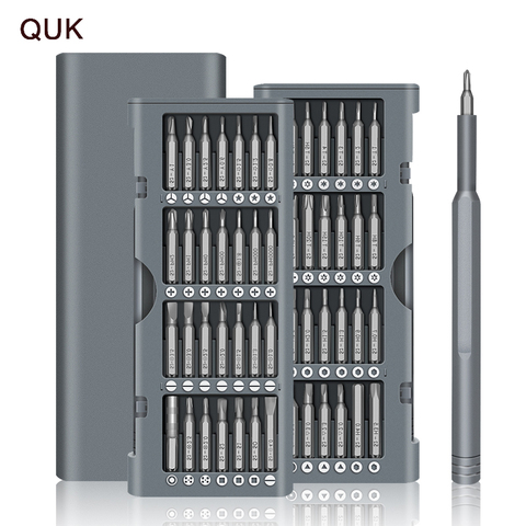 QUK-Juego de puntas magnéticas de precisión, 57 en 1, Torx Phillips, ranurado tornillo, tuercas, caja de aluminio, multiherramienta, Kits de herramientas de mano ► Foto 1/6