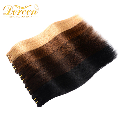 Doreen cabeza completa brasileño máquina Remy cabello 120g 60 Rubio 16 pulgadas-22 pulgadas recto Natural clip en extensiones de cabello humano ► Foto 1/6