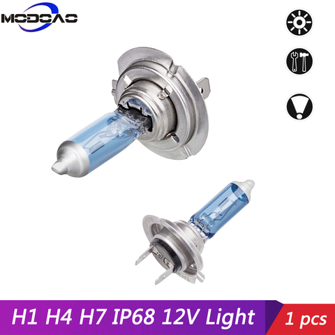 Faros halógenos H1 H4 H7 H8/H9/H11 9005 9006 55W, Bubls 6000K para coche, lámparas automáticas de haz alto/bajo, cc 12V, blanco, impermeable ► Foto 1/6