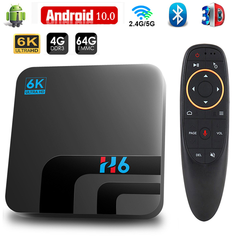 Android TV Box Android 10 4GB 32GB 64GB 6K 3D Video H.265 reproductor de medios 2,4G 5GHz Wifi Bluetooth Set top box Dispositivo de TV inteligente ► Foto 1/6