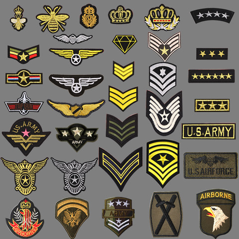 Emblema Militar del Ejército de EE. UU., parches de hierro para ropa, apliques bordados, adhesivo para ropa, rango táctico, brazalete de águila a rayas ► Foto 1/6