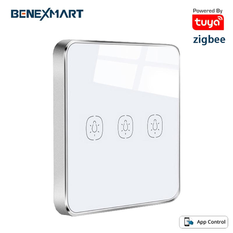 Benexmart-Interruptor táctil inalámbrico Tuya Zigbee, Smart Life, 1, 2 y 3 bandas, múltiples formas de Control, equipo de hogar inteligente ► Foto 1/6