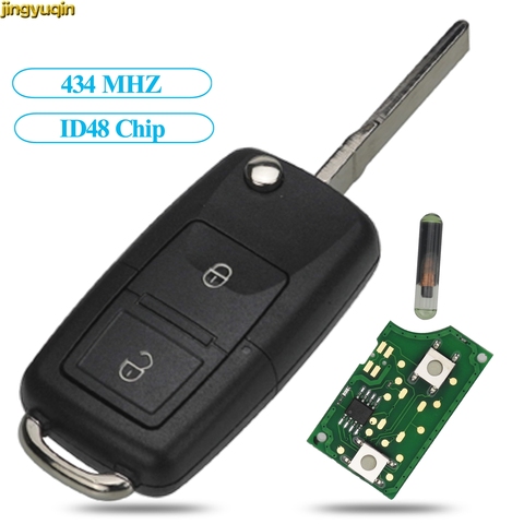 Jingyuqin remoto llave de coche 434MHZ ID48 Chip para VOLKSWAGEN VW MK4 Seat Altea Alhambra Ibiza IJ0959753AG 2 botones de Control con mando a distancia ► Foto 1/5