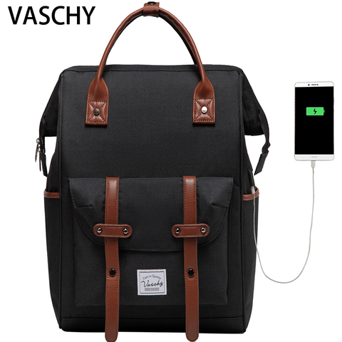 VASCHY-mochila antirrobo para hombre y mujer, morral para ordenador portátil de 15,6 pulgadas con cargador USB, mochila escolar de viaje para adolescentes ► Foto 1/6