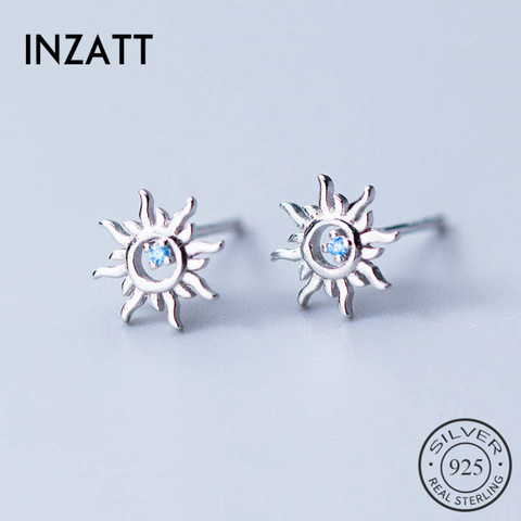 INZATT-pendientes de tuerca de circón azul para mujer, Plata de Ley 925 auténtica, Luna, fiesta, accesorios de joyería delicada minimalistas, regalo ► Foto 1/6