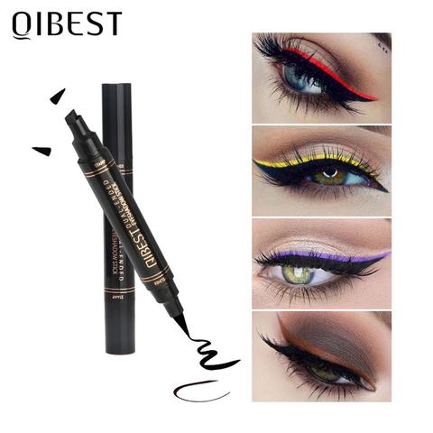 QIBEST-delineador líquido de doble punta, Lápiz Delineador de ojos impermeable, sello de 12 colores, de secado rápido, maquillaje ► Foto 1/6