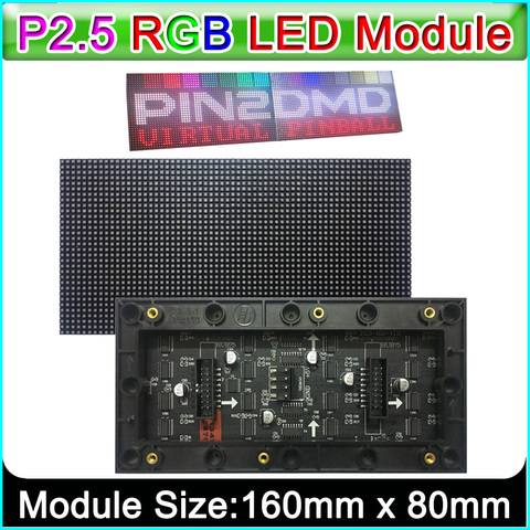 P2.5 interior Color completo Módulo De Pantalla LED 160mm x 80mm máquina de Pinball LED Panel P2.5 Panel LED matriz Compatible con PIN2DMD ► Foto 1/4