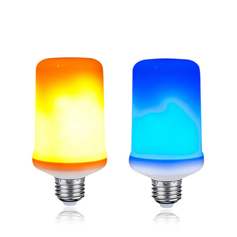 Bombilla de efecto de llama E27, lámpara de fuego parpadeante de emulación amarilla/azul, Bombilla LED tipo mazorca de 12W para decoración de fiesta casera ► Foto 1/6