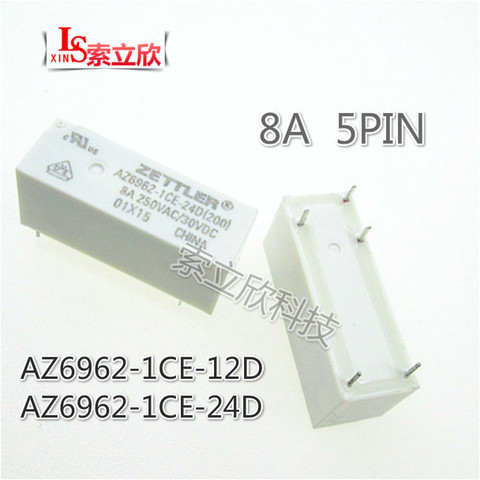 5 uds/10 Uds nuevo relé AZ6962-1CE-24D AZ6962-1CE-12DE AZ6962 1CE 24D AZ6962 1CE 12DE alternativa HF118F-024-1ZS1 5PIN 8A ► Foto 1/1