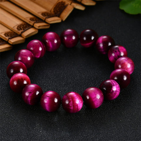 Brazaletes con piedras naturales de Buda de ojo de tigre rosa para hombre y mujer, pulsera de alta calidad, cuerda elástica, regalo, 6mm, 8mm, 10mm, 12mm ► Foto 1/6