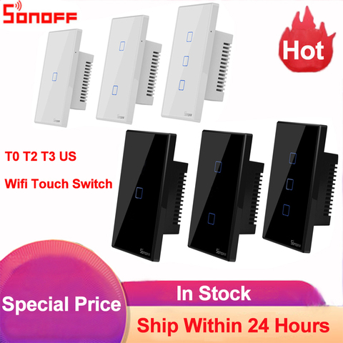 Sonoff T1 Reino Unido UE T2 nos Wifi inteligente interruptor de luz tableta amortiguador Tech accesorio beige Rojo Negro compruebe Tartan tableta amortiguador banda táctil/WiFi/RF/ APP control remoto Smart Home Interruptor táctil de pared trabajo con Alex ► Foto 1/6