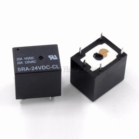 10 piezas 24V 20A DC relé de potencia SRA-24VDC-CL 5Pin PCB tipo en stock negro del automóvil de relé ► Foto 1/3