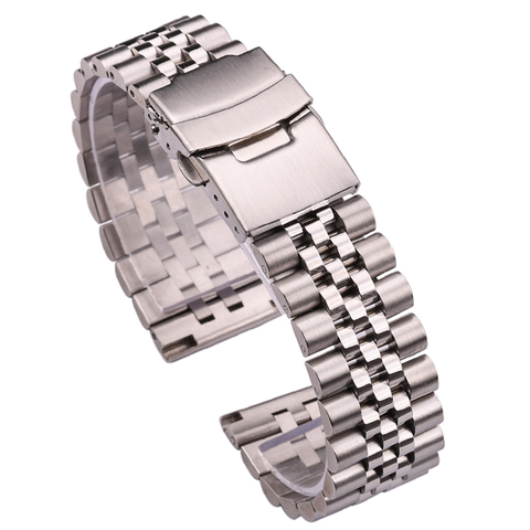 Correas de reloj de acero inoxidable para hombre y mujer, pulsera de plata de extremo recto de 18mm, 20mm, 22mm y 24mm, accesorios para reloj ► Foto 1/6