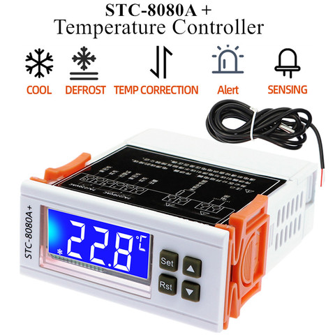 Termostato de refrigerador + STC-8080A, controlador de temperatura, refrigeración, temporizador de descongelación automático, sonda única inteligente, 40% de descuento ► Foto 1/6