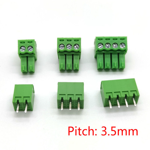 10 pares de conectores de Terminal de tornillo, 15EDG, 3,5mm, enchufe, Pin recto, PCB, 2/3/4/5/6/7/8/9/10 P, KF15EDG-3.5, Verde ► Foto 1/4