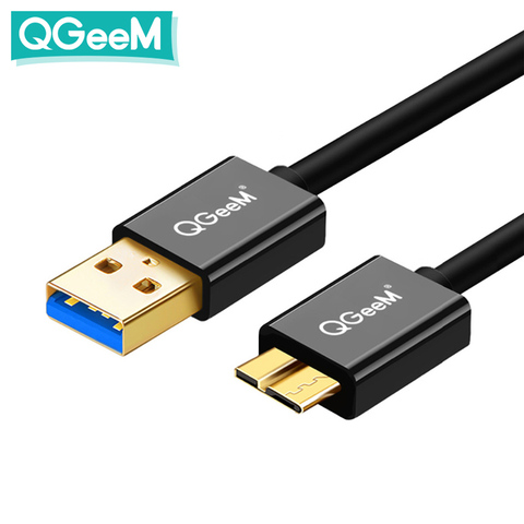 QGeeM USB 3,0 tipo A Micro B Cable USB3.0 de sincronización de datos de Cable para disco duro externo HDD Samsung s5 Note3 Cable Micro USB ► Foto 1/6