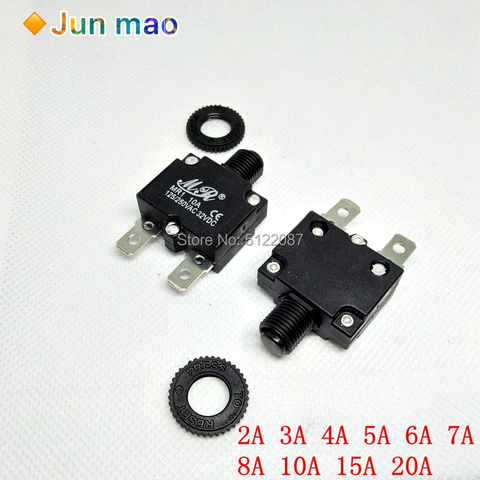 1 Uds restablecer fusible, disyuntor MR1 2A 3A 4A 5A 6A 7A 8A 10A 15A 20A interruptor térmico Protector de sobrecarga de botón negro WP-01 ► Foto 1/6