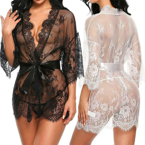 Meihuida-lencería Sexy de encaje con volantes para mujer, picardías transparente, vestido de noche pijama, ropa erótica ► Foto 1/6