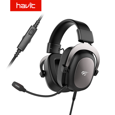 HAVIT auriculares con cable jugador PC 3,5mm PS4 auriculares de sonido envolvente y micrófono HD de Overear Tablet portátil jugador ► Foto 1/6