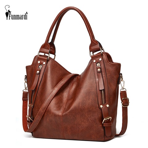 FUNMARDI-Bolso de mano de gran capacidad para mujer, DISEÑO DE BOLSILLOS lateral de lujo, de cuero PU, bolsos grandes de hombro, WLHB2215 ► Foto 1/6