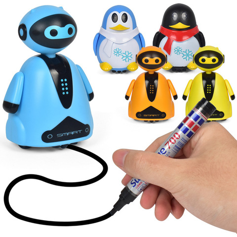 Pluma Robot de juguete para mascotas, línea dibujada, pingüino inductivo, Animal, gato, mapa de seguimiento negro, Auto Selfie Run, regalo eléctrico para chico ► Foto 1/6