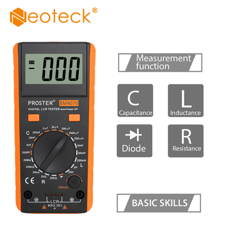 Neoteck medidor LCR, multímetro, probador para inductancia de resistencia de capacitancia, pinza de cocodrilo, herramienta de medición con bolsa BM4070 ► Foto 1/6