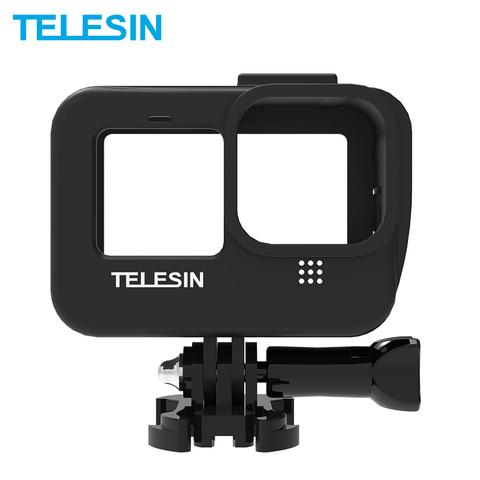 TELESIN Vlog-funda carcasa para cámara GoPro Hero 9, soporte de montaje con batería de zapato frío, cubierta lateral, agujero, accesorios para cámara, color negro ► Foto 1/6