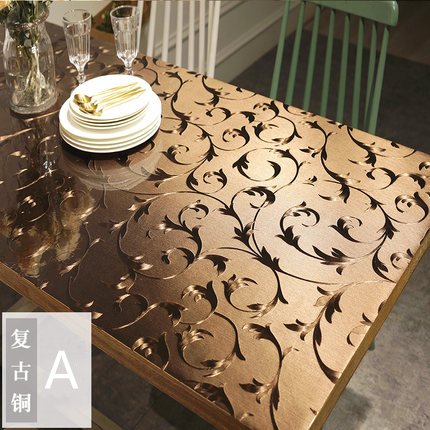 Mantel de PVC de bronce y gris espacial para mesa de cocina, para restaurante, mantel cuadrado para mesa de comedor, 1,0mm ► Foto 1/6