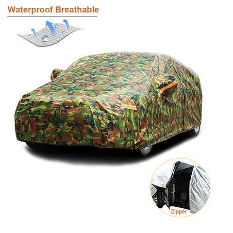 Kayme cubierta para coche portadas de coche de camuflaje al aire libre de protección solar a prueba de agua reflector polvo lluvia nieve protectora suv sedán completo ► Foto 1/6