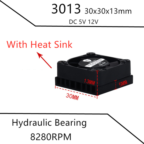 Ventilador de 30mm con heartsink 3013 30x30x13mm ventilador de enfriamiento de la tarjeta gráfica cojinete de fluido 5V 12V 0,07a 8280RPM ventilador de refrigeración con 2 pines ► Foto 1/1