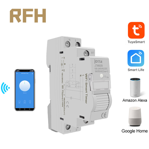 Interruptor de circuito inteligente para el hogar, enchufe de pared inteligente de 18mm, 1P, WiFi, Control por aplicación remota, temporizador de escalera, carril Din, Universal, entrada de CA de 110V y 220V ► Foto 1/6