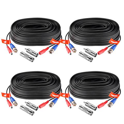 ZOSI-cable de vídeo de 18,3 m(60 pies) CCTV, alimentación BNC + con enchufe CC para cámara CCTV y sistema DVR, Cable Coaxial, Color negro ► Foto 1/6