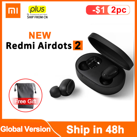 Xiaomi-auriculares Redmi Airdots 2 TWS con Bluetooth 5,0, auriculares estéreo de graves con micrófono, auriculares manos libres con Control IA ► Foto 1/6