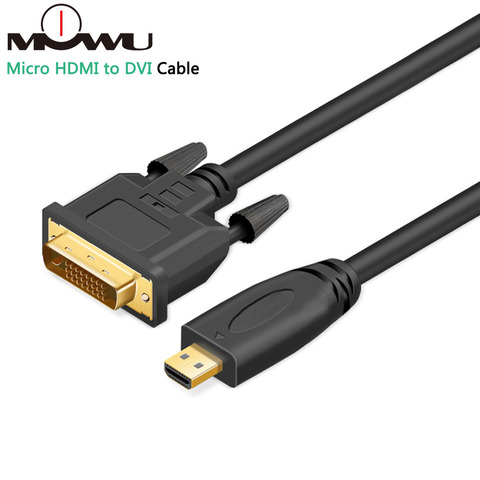 Micro HDMI compatible con Macho a DVI DVI-D 24 + 1 Cable de Cable para EVO Asus T100TA ME302C y otros 6FT 1 M 1,8 M ► Foto 1/6