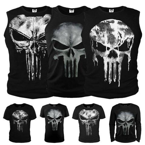 Camiseta de Punisher para hombre, camisetas de compresión divertidas de Hip-Hop, camisetas de moda para hombre, regalo para novio, camiseta informal de algodón con estampado ► Foto 1/6