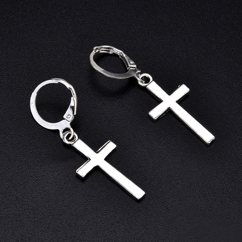 Pendientes de aro de Metal para hombre y mujer, aretes largos de gota cruzada, pendiente de fiesta, joyería Punk, novedad de 2022 ► Foto 1/5