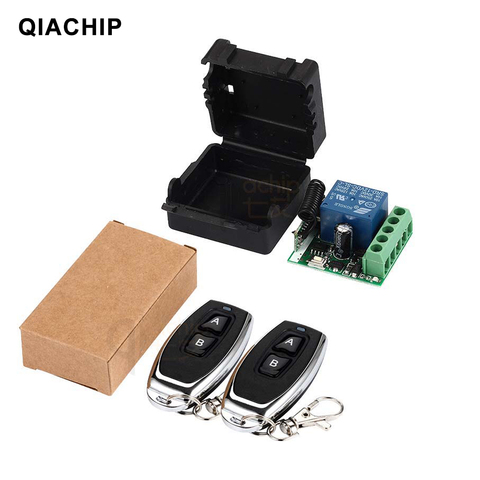 QIACHIP-Control remoto inalámbrico Universal para puerta de garaje, módulo receptor por relé RF, interruptor de 1 botón, 433MHz, CC de 12V, 1 canal ► Foto 1/6