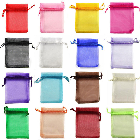 Bolsas de Organza para embalaje de joyería, regalos de dulces para fiesta de boda, Goodie, regalos, bolsitas dibujables, 50 Uds. ► Foto 1/6