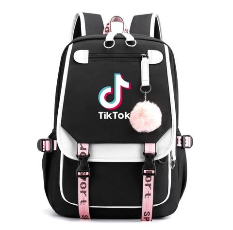 TIK TOK-mochila con cargador Usb para mujer, morral escolar con estampado 3D para niños y niñas, bolsas de viaje impermeables Unisex para adolescentes ► Foto 1/6